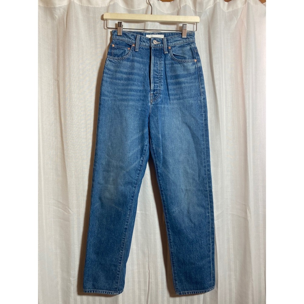 Mother Superior The Tune Up Hover Cuff Jeans Blue High Rise Straight Leg Size 24 - Picture 2 of 11